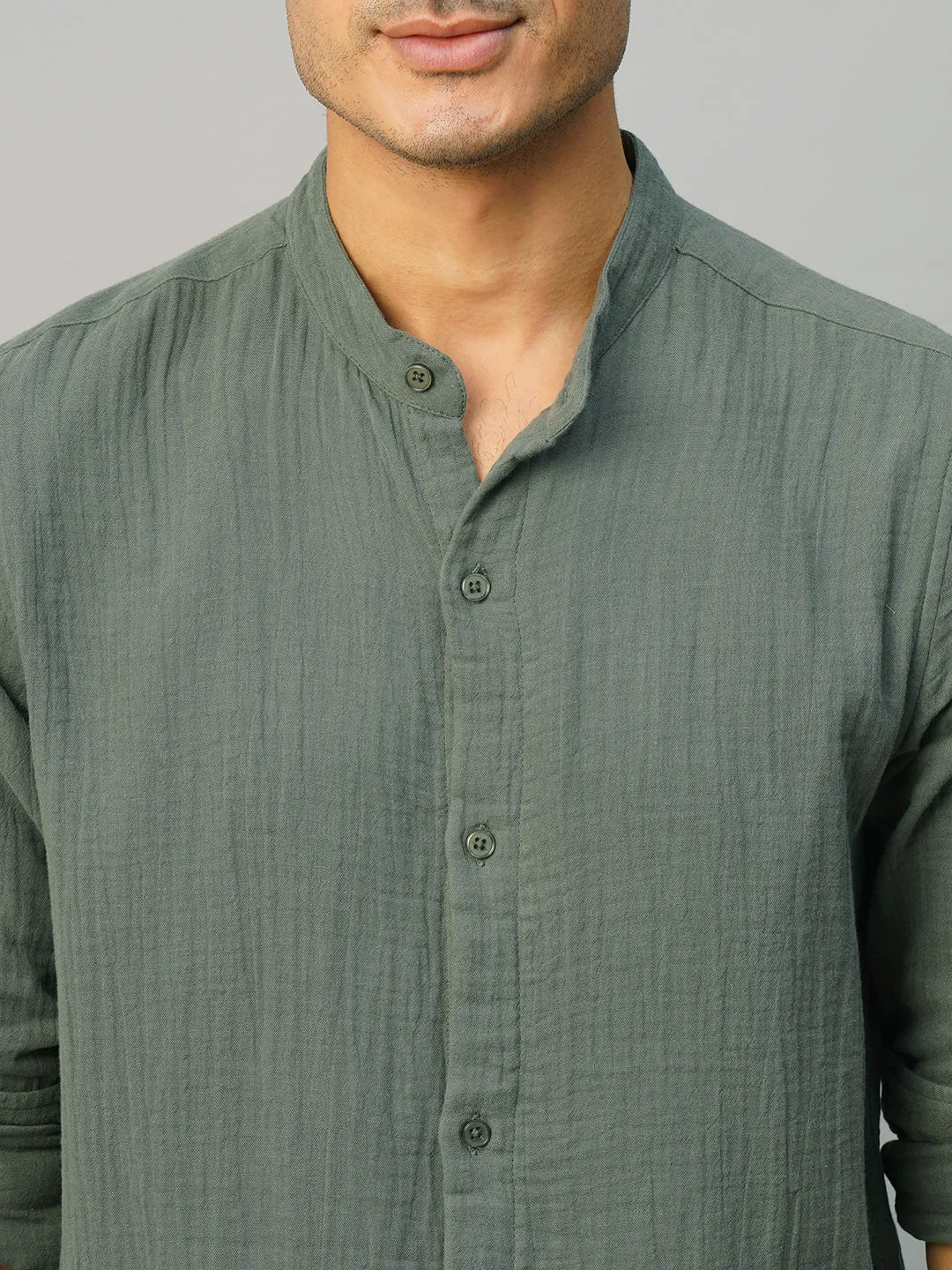 Men's Grey Cotton Loose Fit Shirt