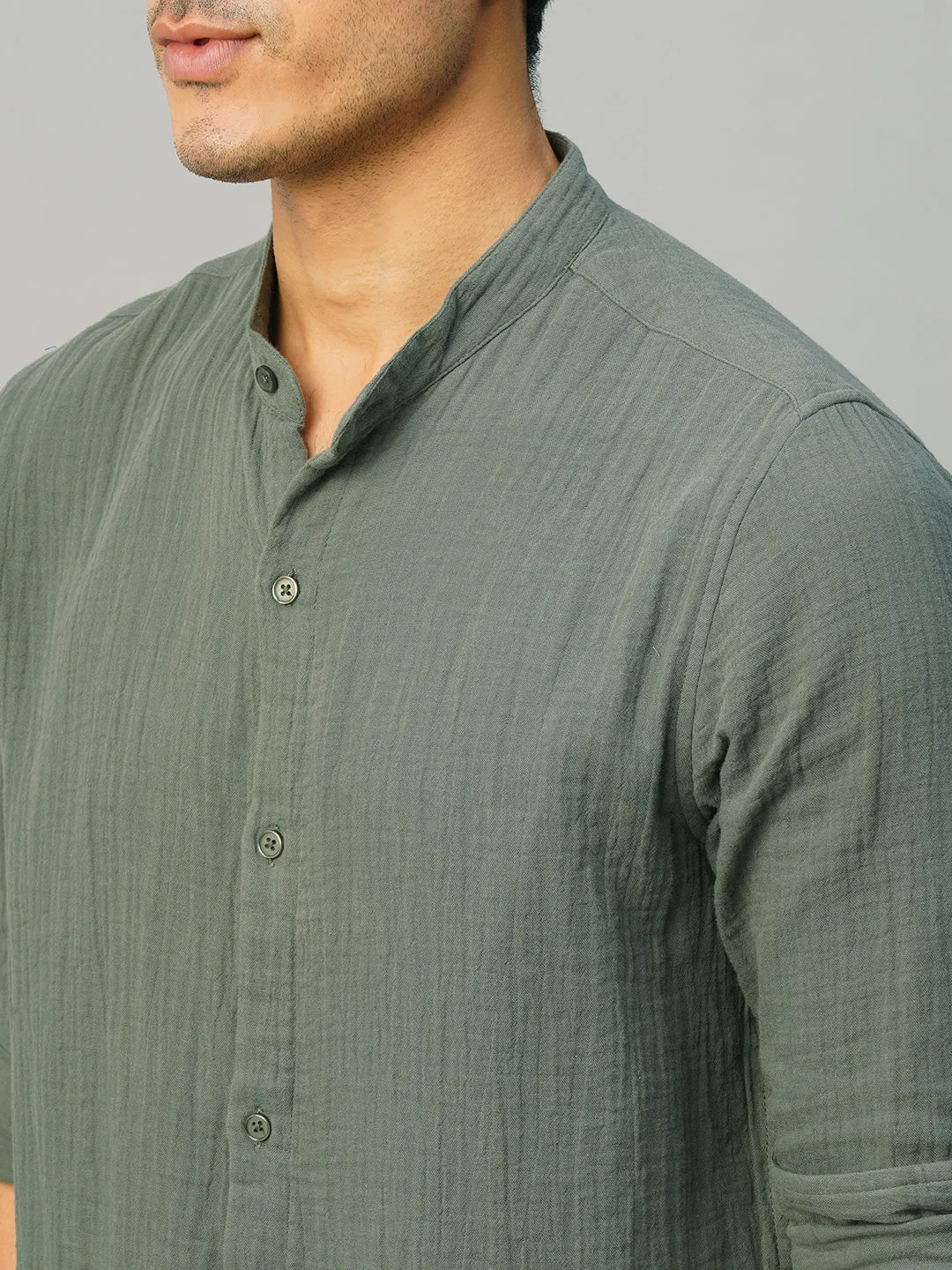 Men's Grey Cotton Loose Fit Shirt