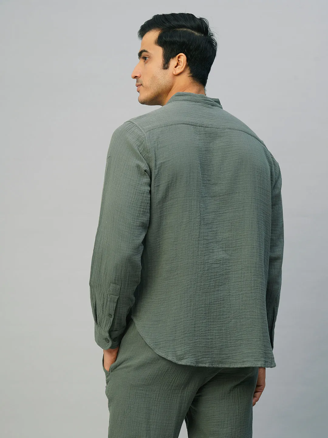 Men's Grey Cotton Loose Fit Shirt