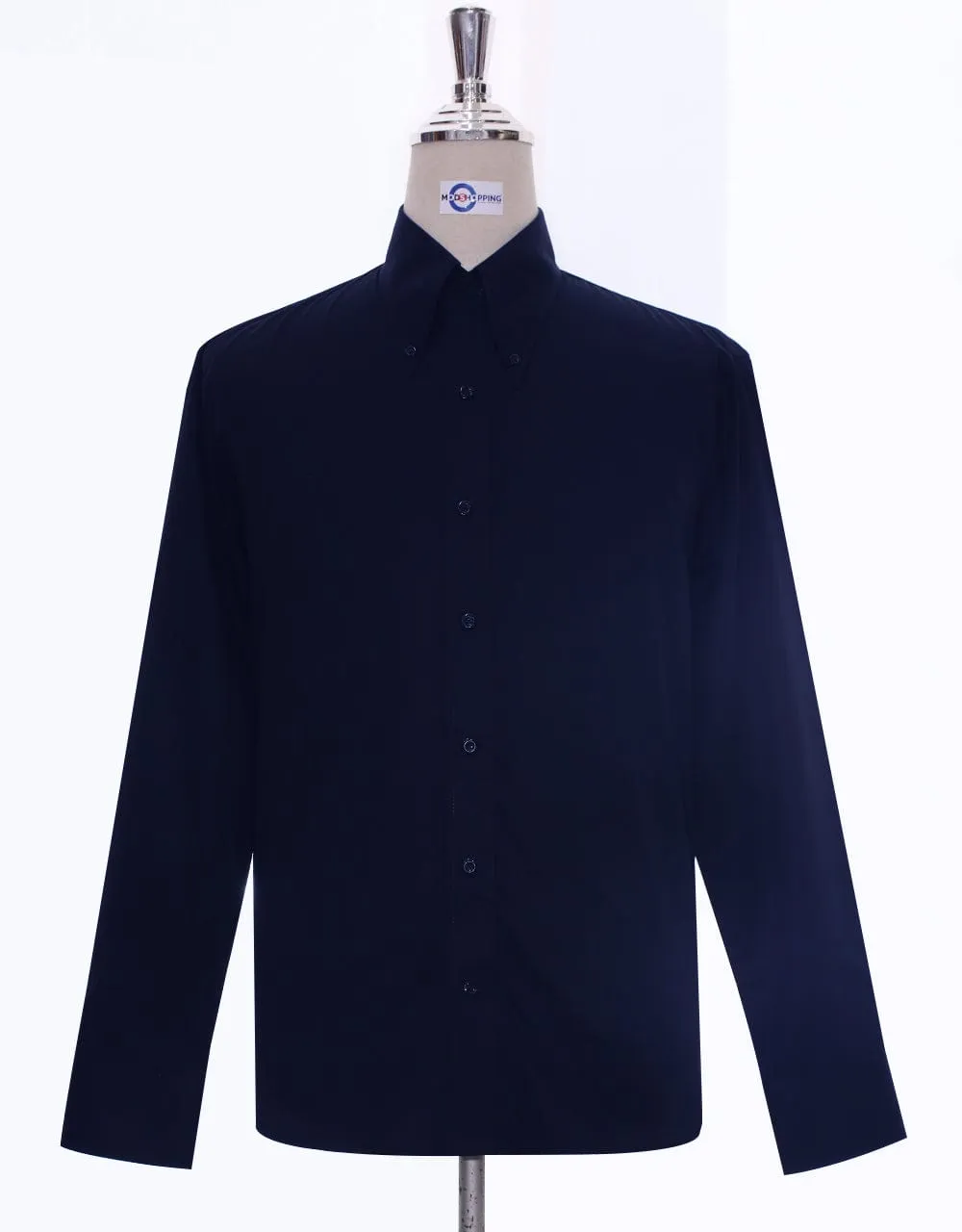 Navy Blue Button Down Collar Shirt