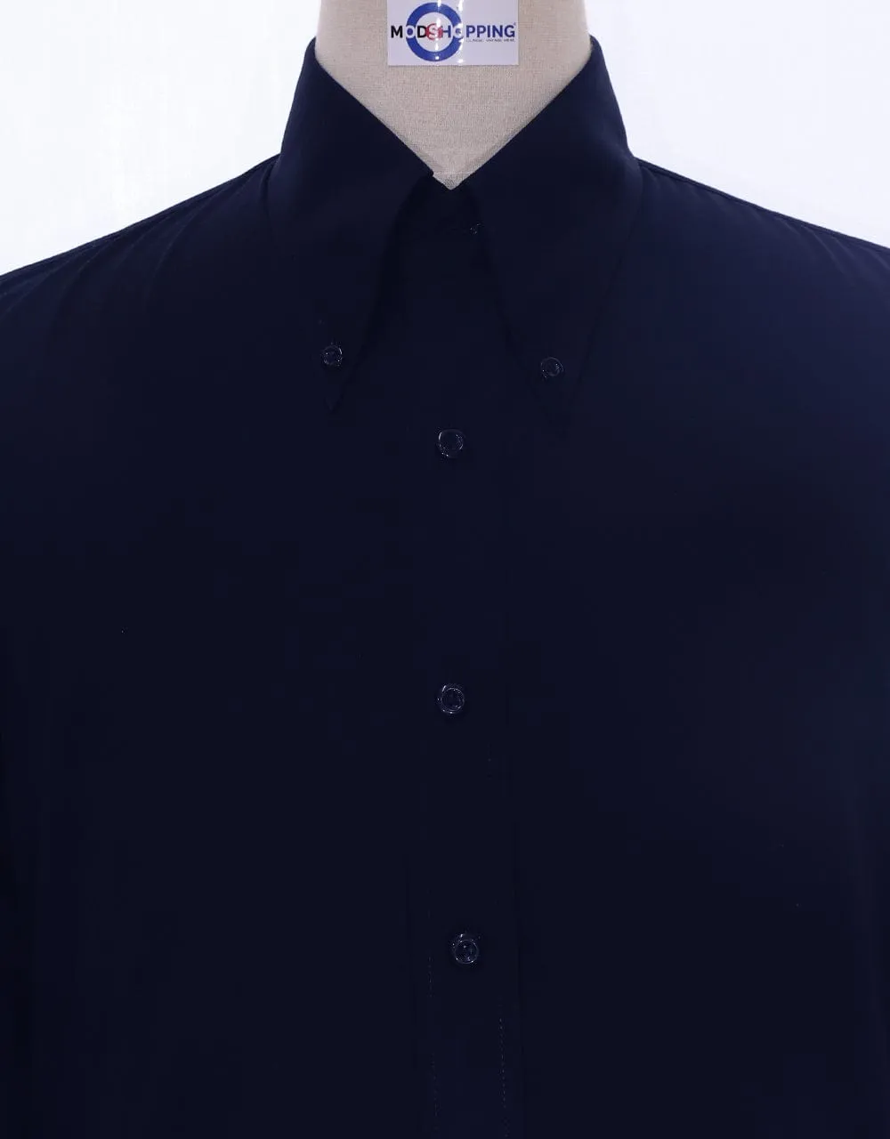 Navy Blue Button Down Collar Shirt