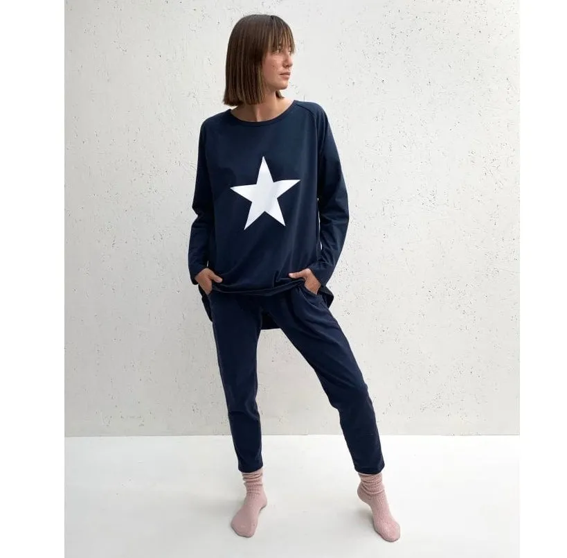 Navy Robyn Top With Giant White Star