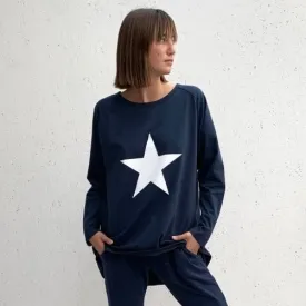 Navy Robyn Top With Giant White Star