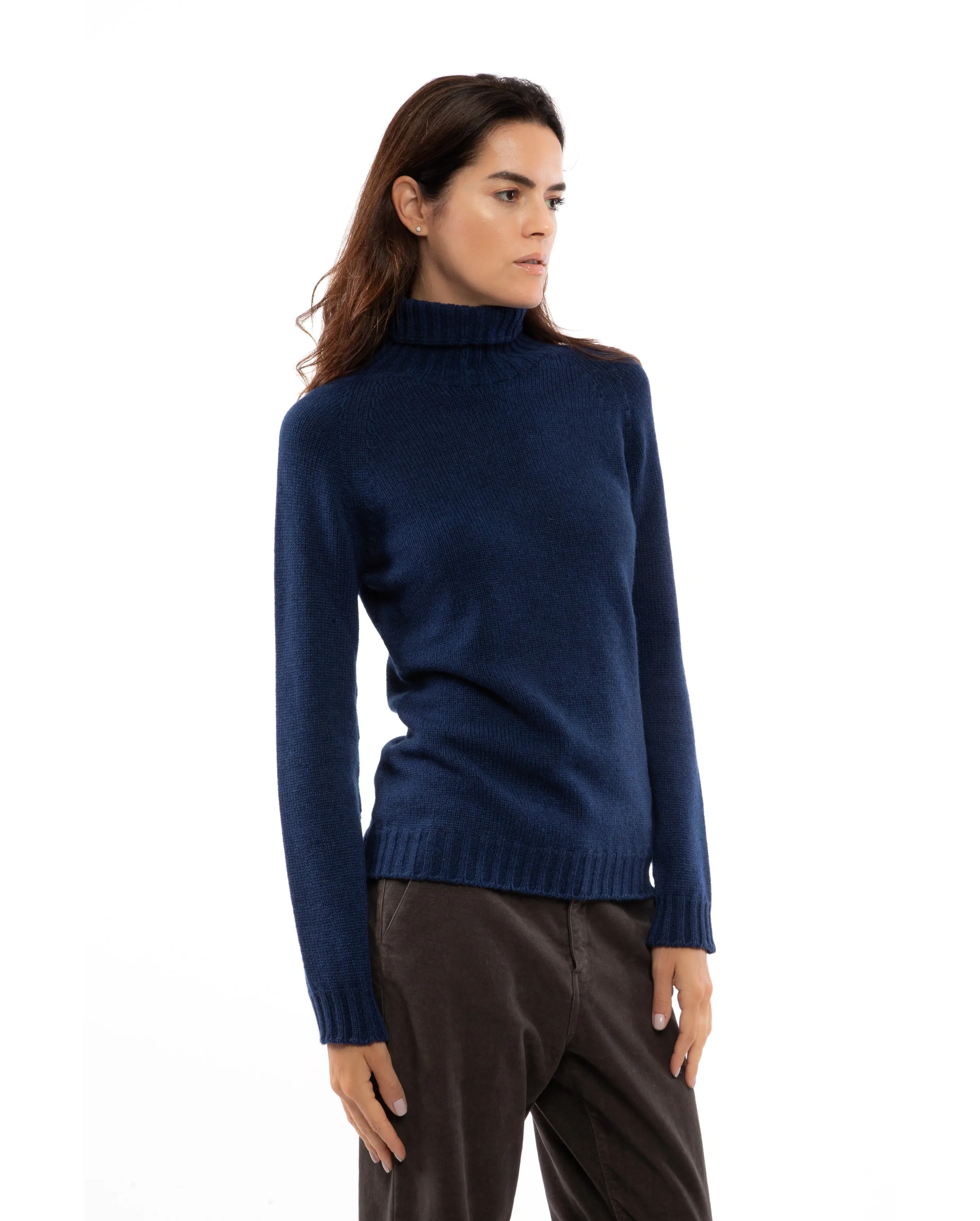 NEW FALL 24 - Women's Cashmere Raglan Sleeve Turtleneck Sweater Night Blue