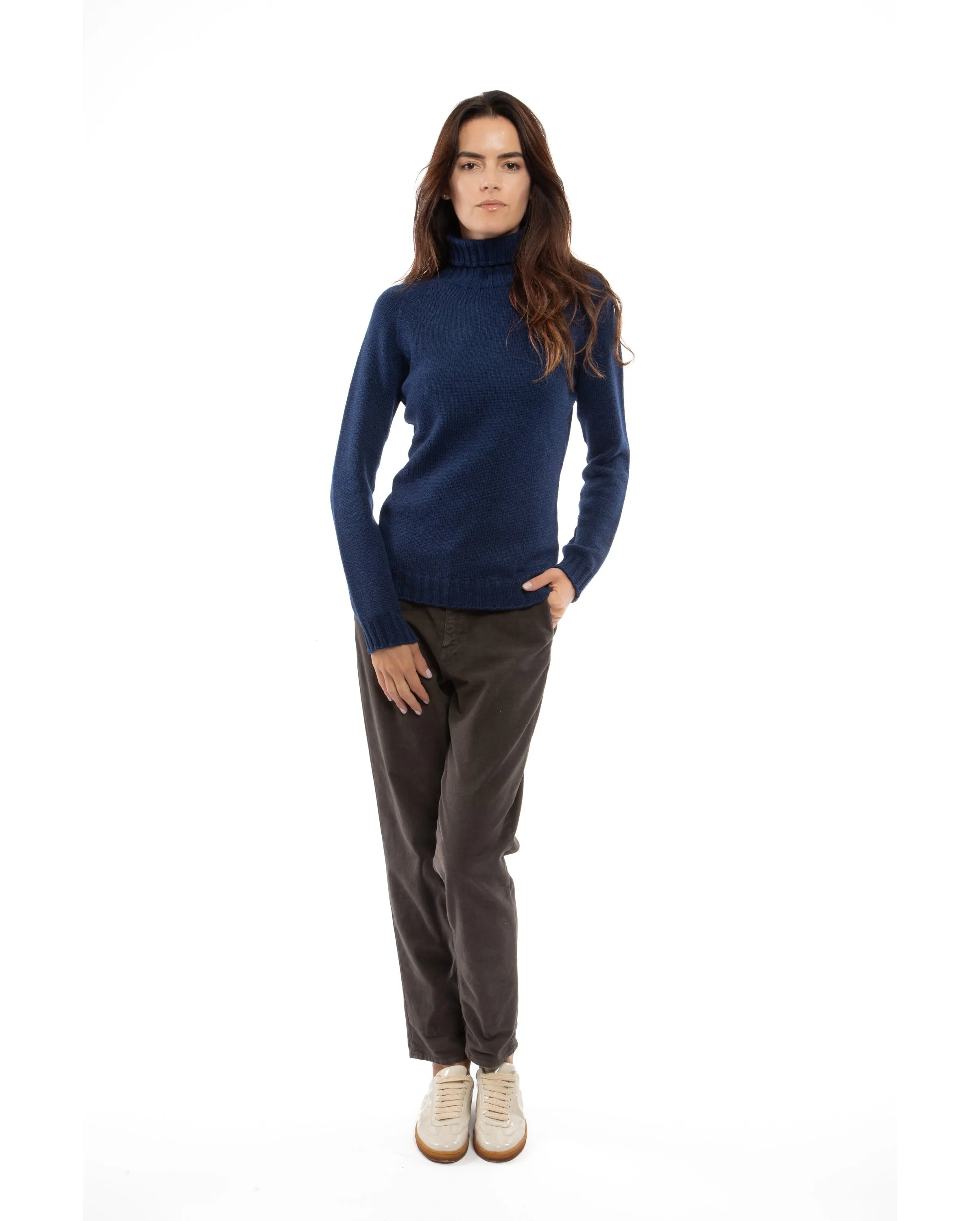 NEW FALL 24 - Women's Cashmere Raglan Sleeve Turtleneck Sweater Night Blue