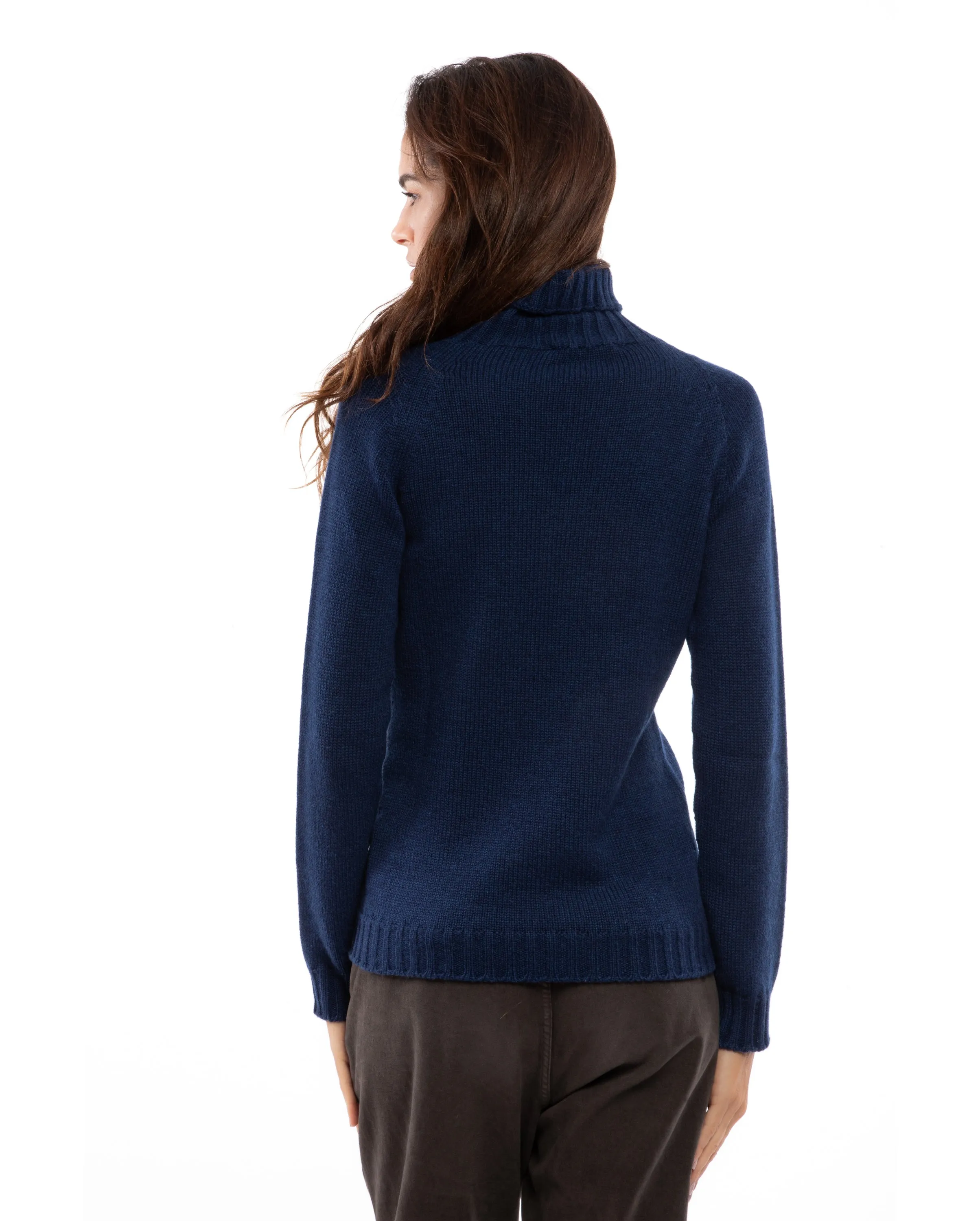 NEW FALL 24 - Women's Cashmere Raglan Sleeve Turtleneck Sweater Night Blue
