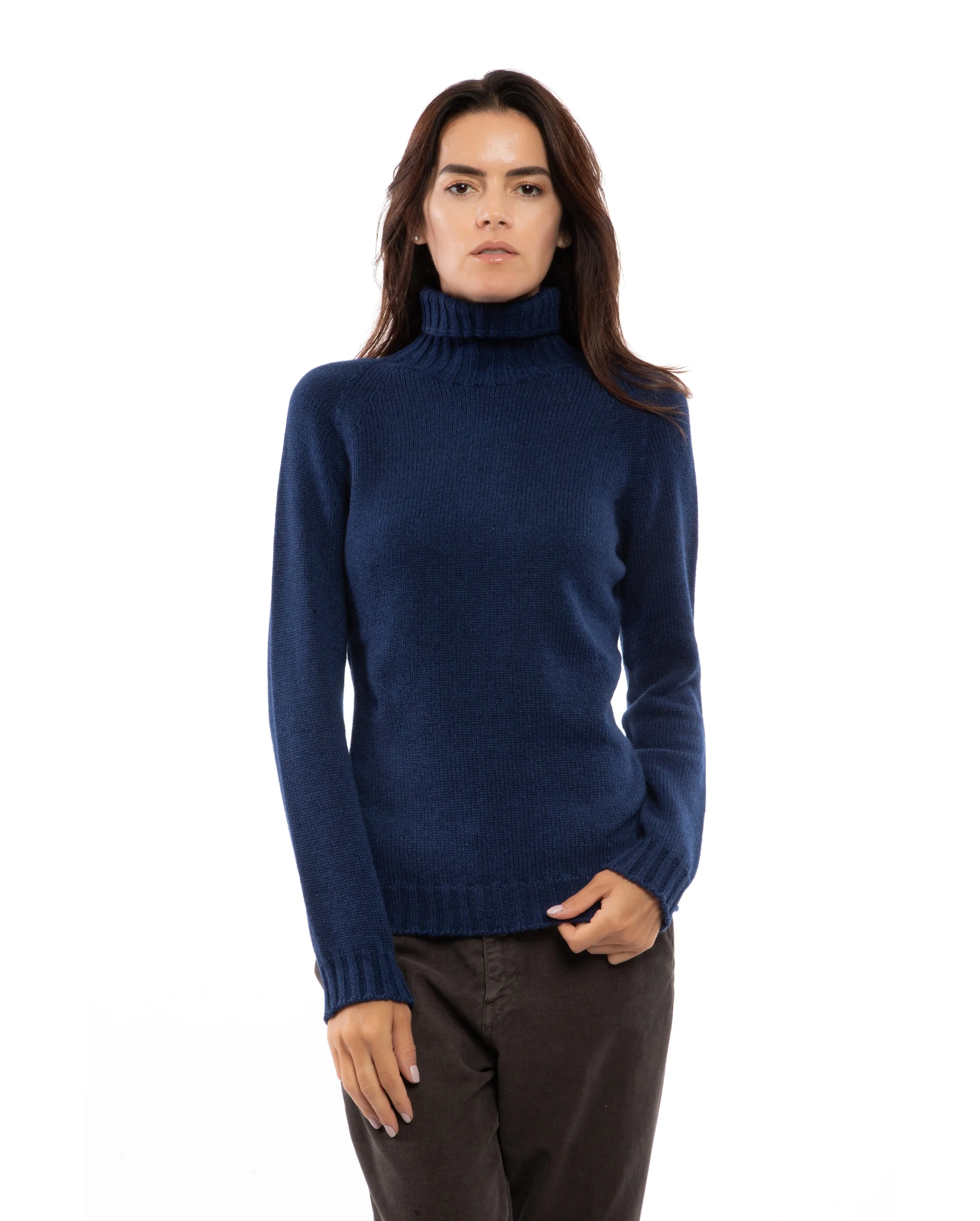 NEW FALL 24 - Women's Cashmere Raglan Sleeve Turtleneck Sweater Night Blue