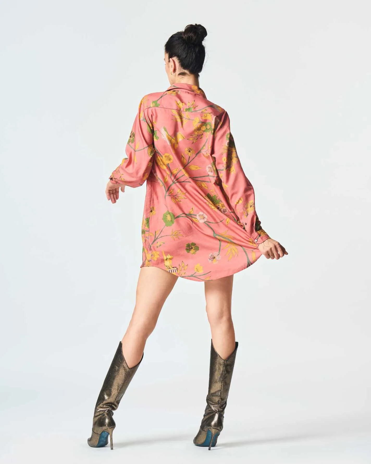 Oversized Shirt Cotton Silk Rose