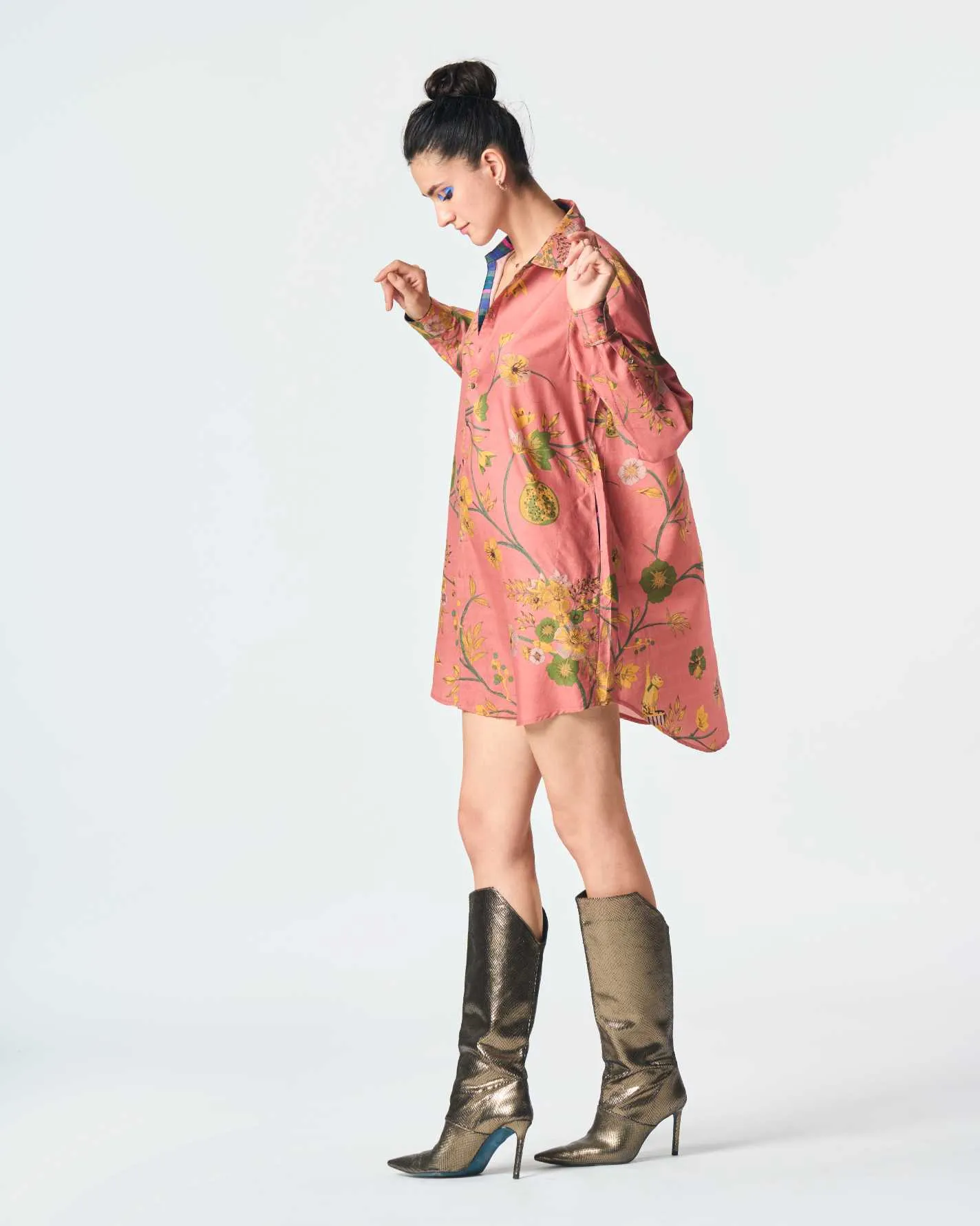 Oversized Shirt Cotton Silk Rose