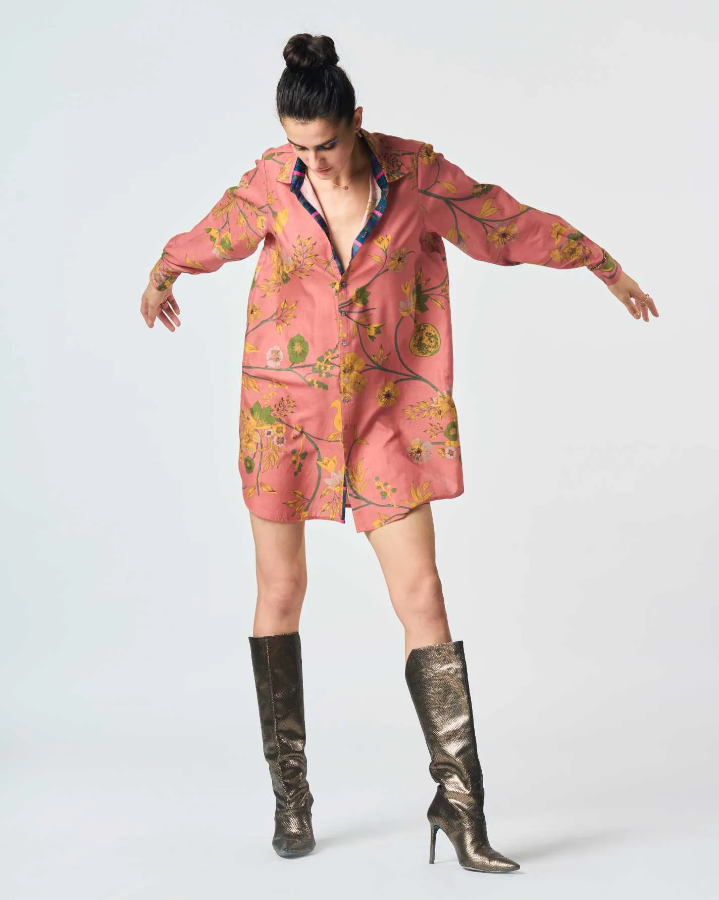 Oversized Shirt Cotton Silk Rose