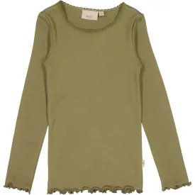 Rib T-Shirt Lace LS - winter moss