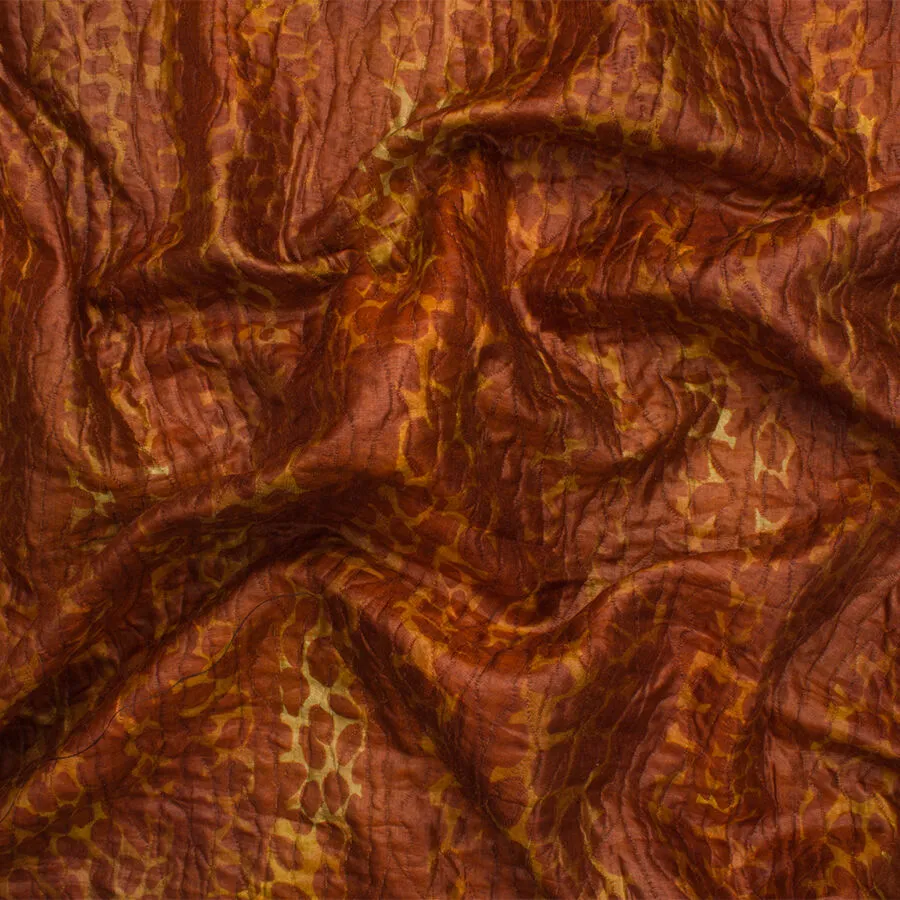 Rich Brown Animal Printed Cloqué