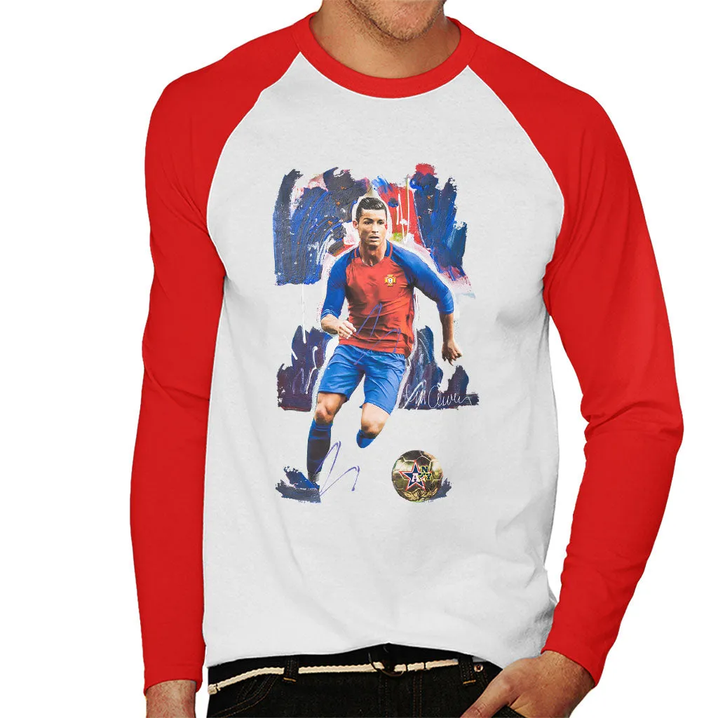 Sidney Maurer Original Portrait Of Cristiano Ronaldo Men's Baseball Long Sleeved T-Shirt