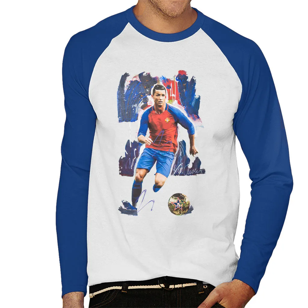 Sidney Maurer Original Portrait Of Cristiano Ronaldo Men's Baseball Long Sleeved T-Shirt