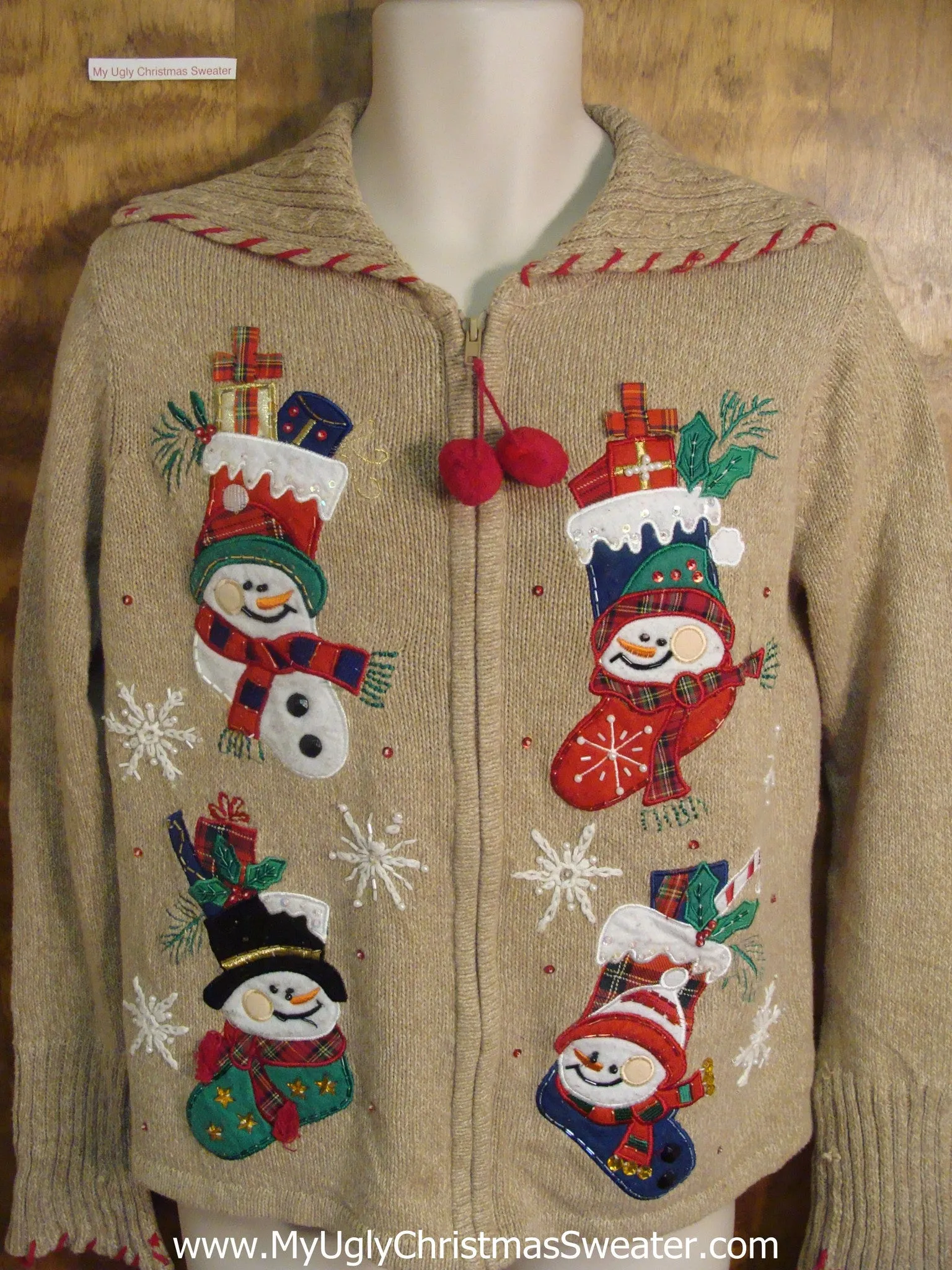Snowman Stockings Funny Ugly Sweater for a Christmas Party