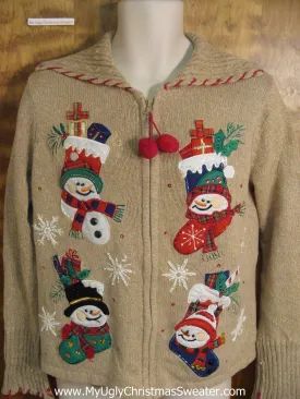 Snowman Stockings Funny Ugly Sweater for a Christmas Party