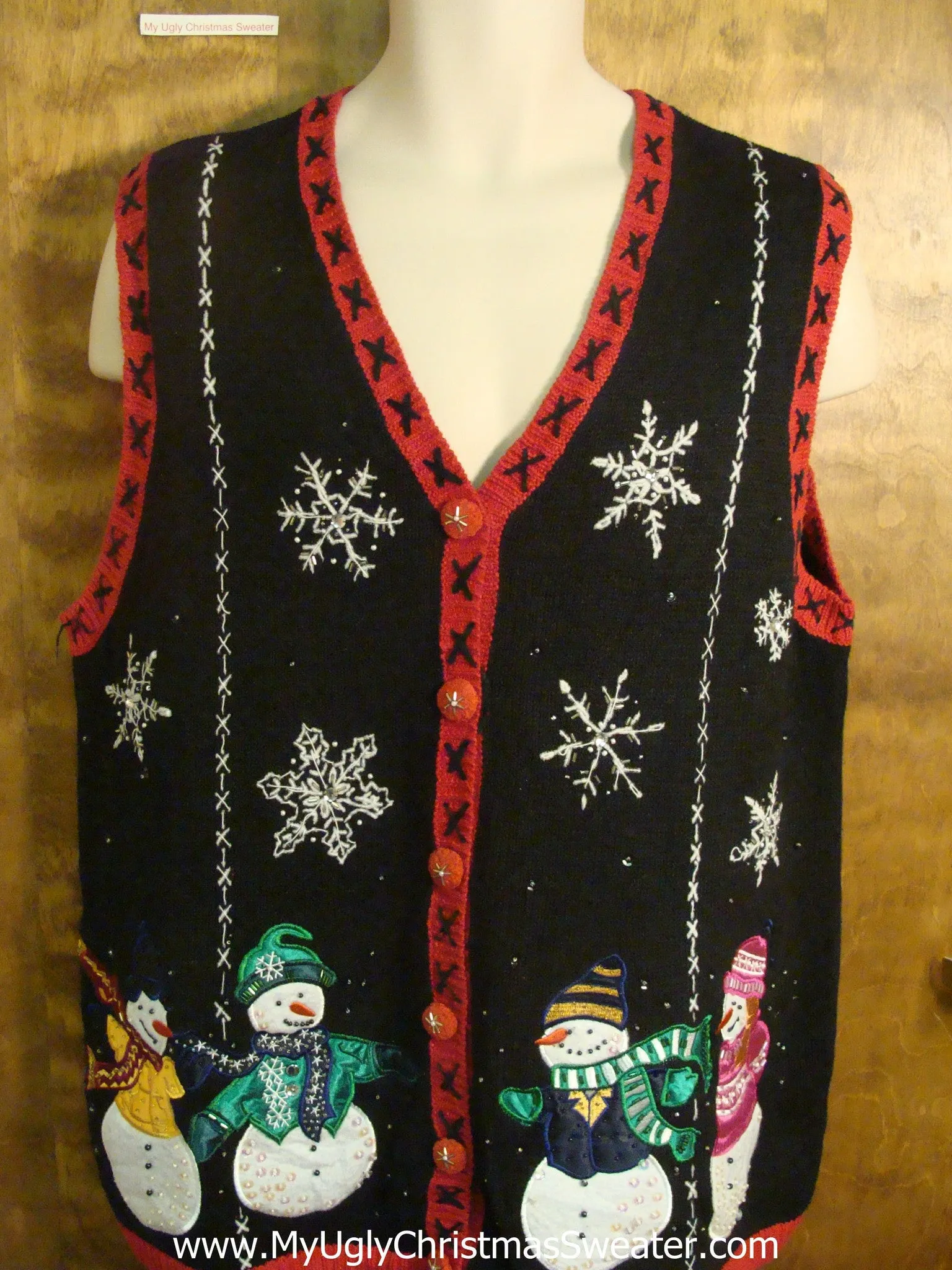 Snowmen Amongst Falling Snow Funny Christmas Sweater Vest