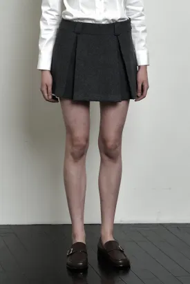 [SYNERJYN] FW 24 PLAIN WOOL MINI SKIRT CHARCOAL