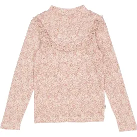 T-shirt Wool Ruffle LS - ivory flowers