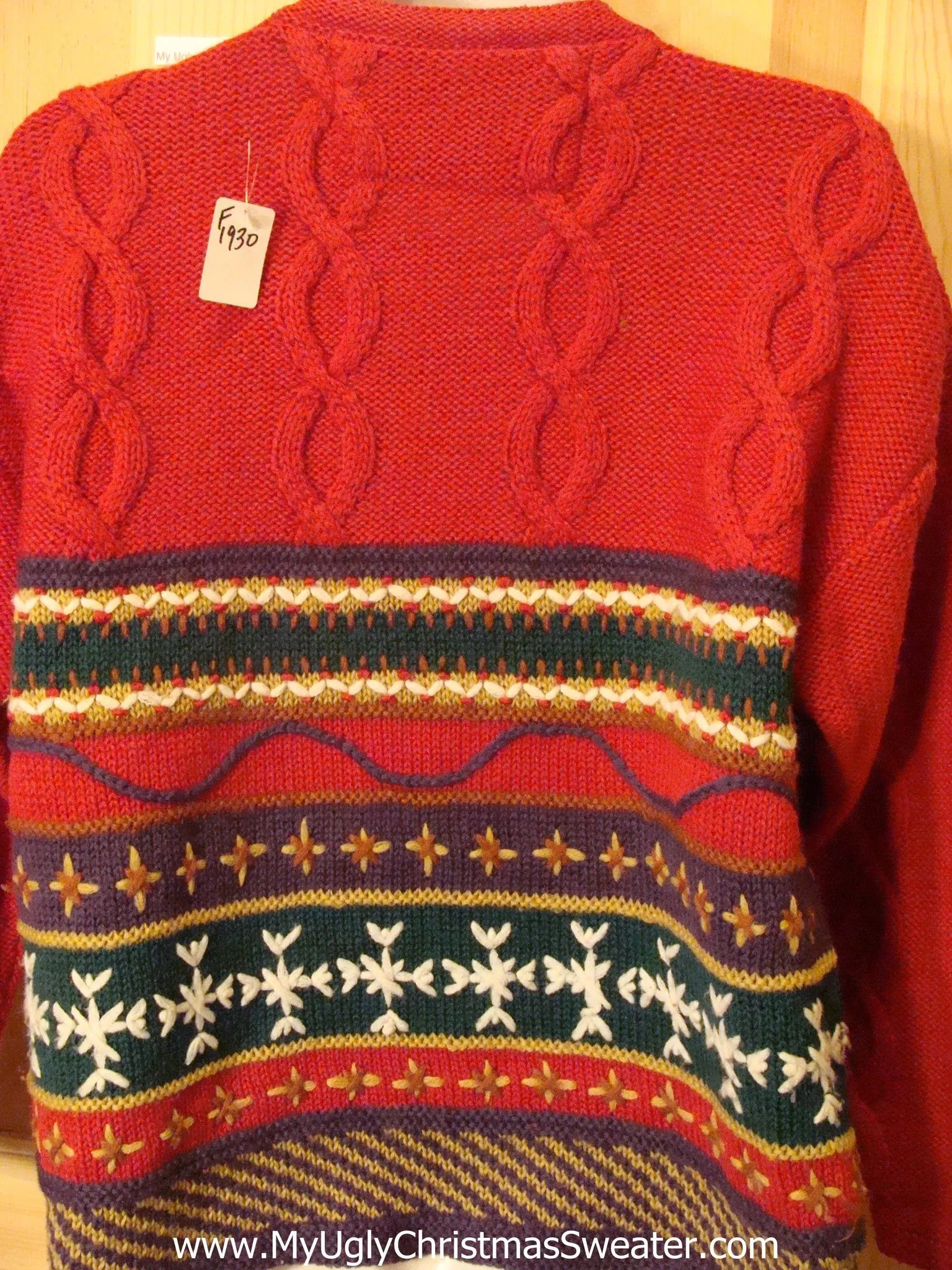 Tacky Cheap 2sided Nordic Red Christmas Sweater