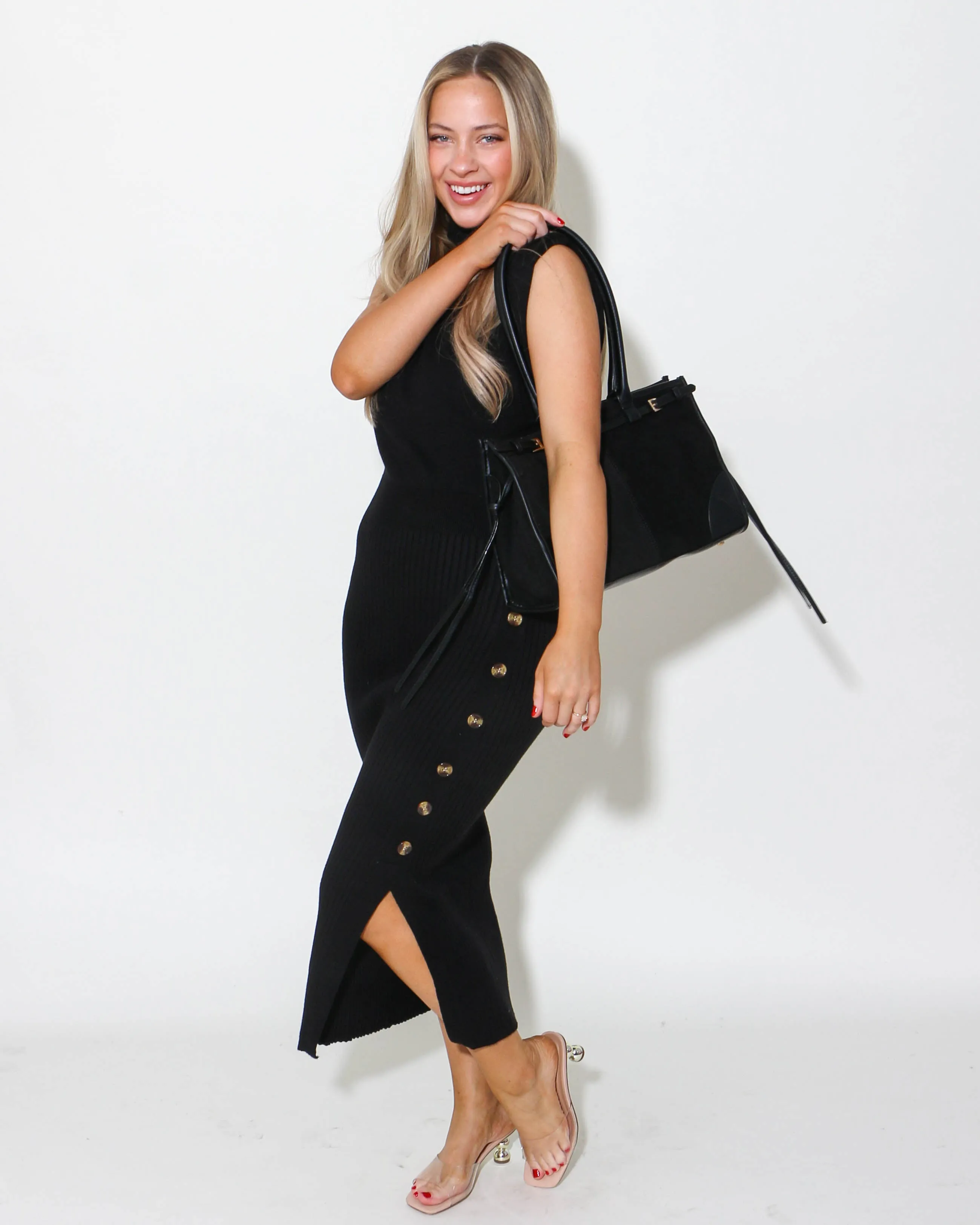 THML | Turtleneck Midi Dress w/ Button Details