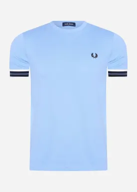Tramline tipped pique t-shirt - sky