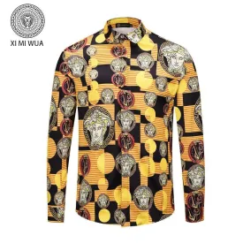 VE Vintage Medusa Pop Foulard Silk Yellow Black Shirt