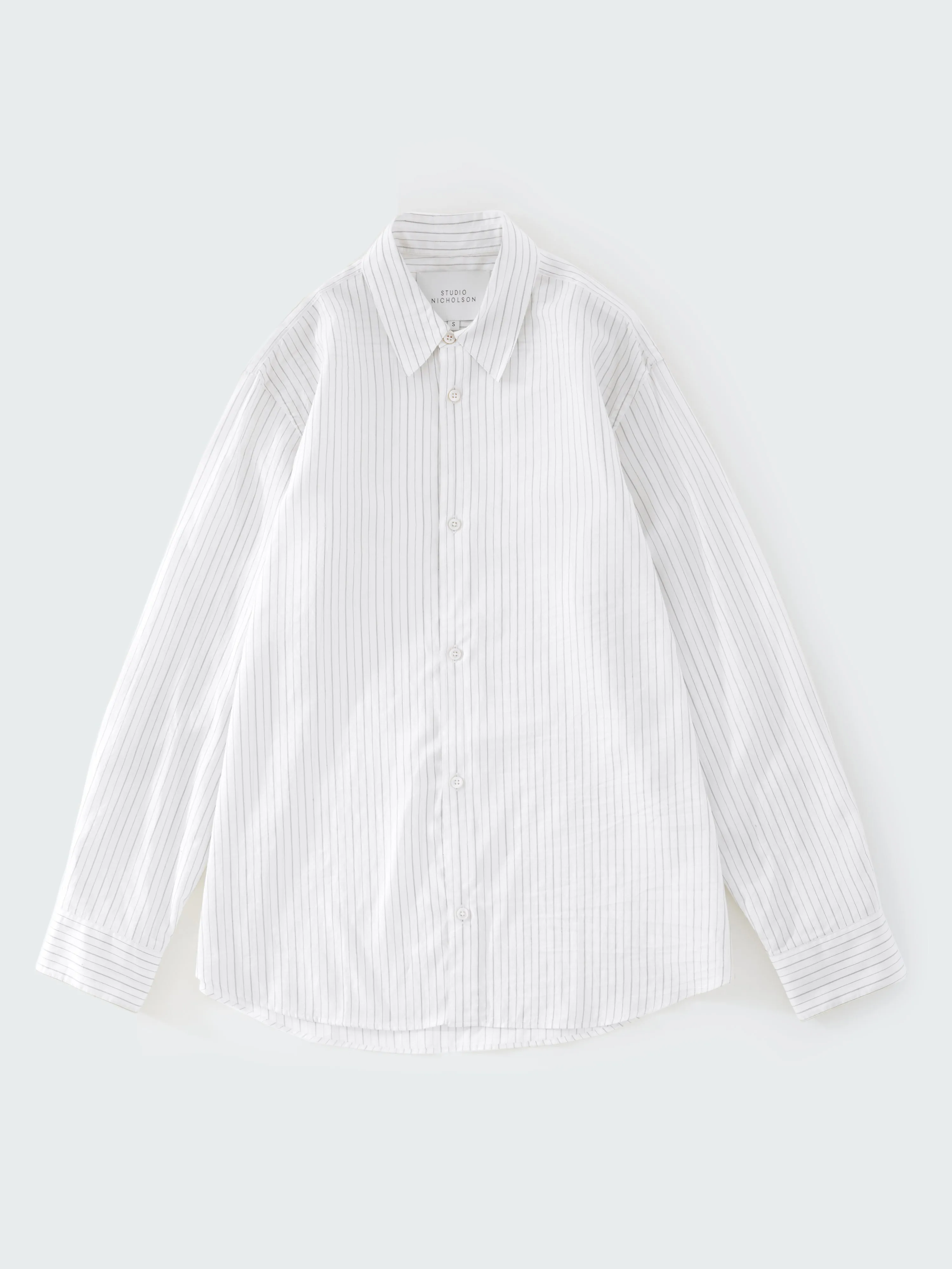 View Silk Shirt in Ecru / Black Stripe
