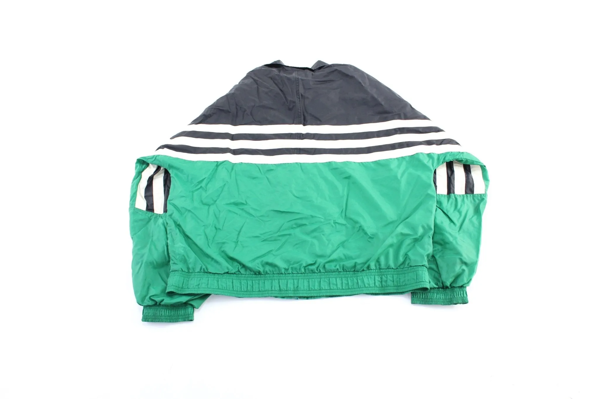 Vintage Adidas Embroidered Logo Black, Green, & White Zip Up Jacket