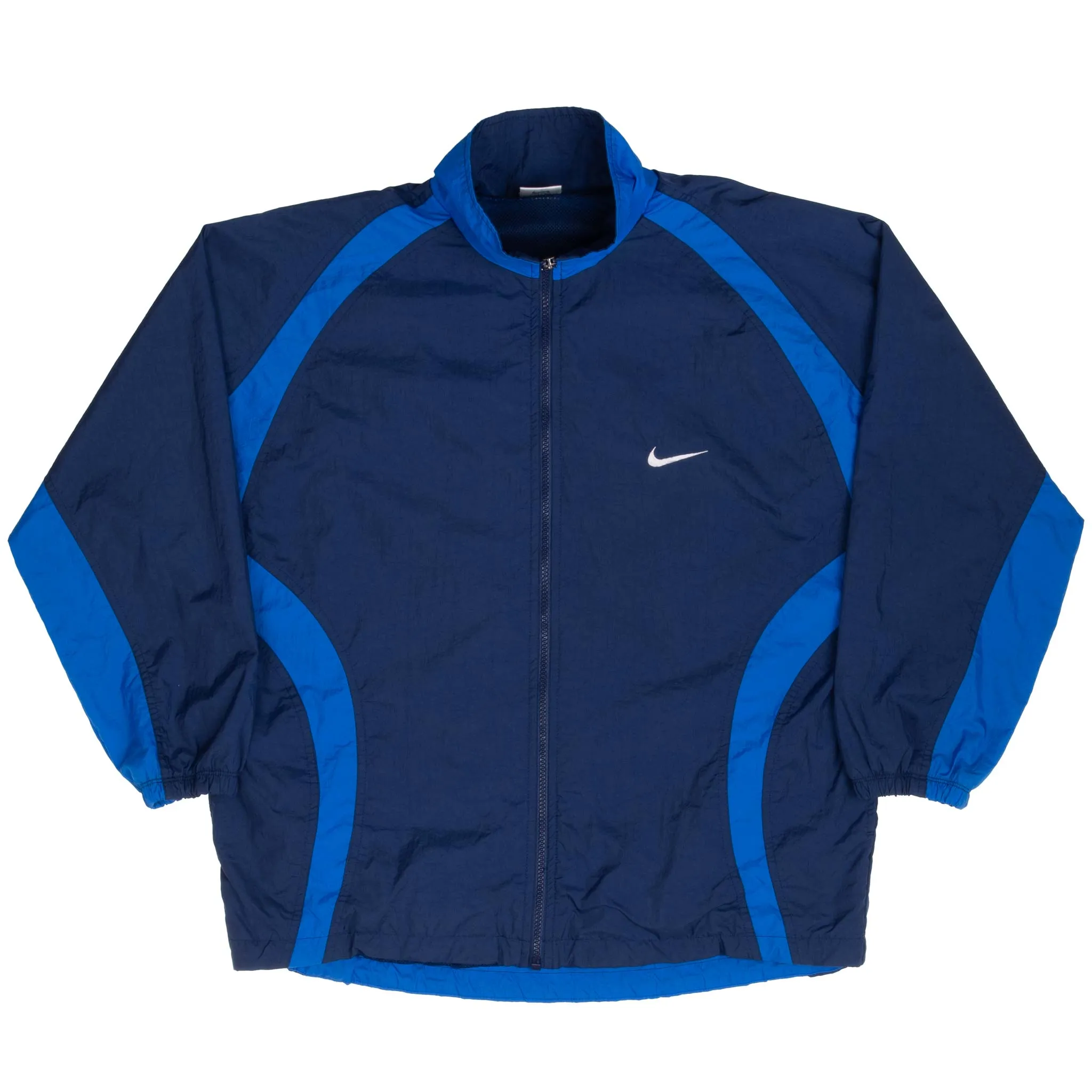 VINTAGE NIKE BIG SWOOSH BLUE WINDBREAKER JACKET 1990S SIZE LARGE YOUTH