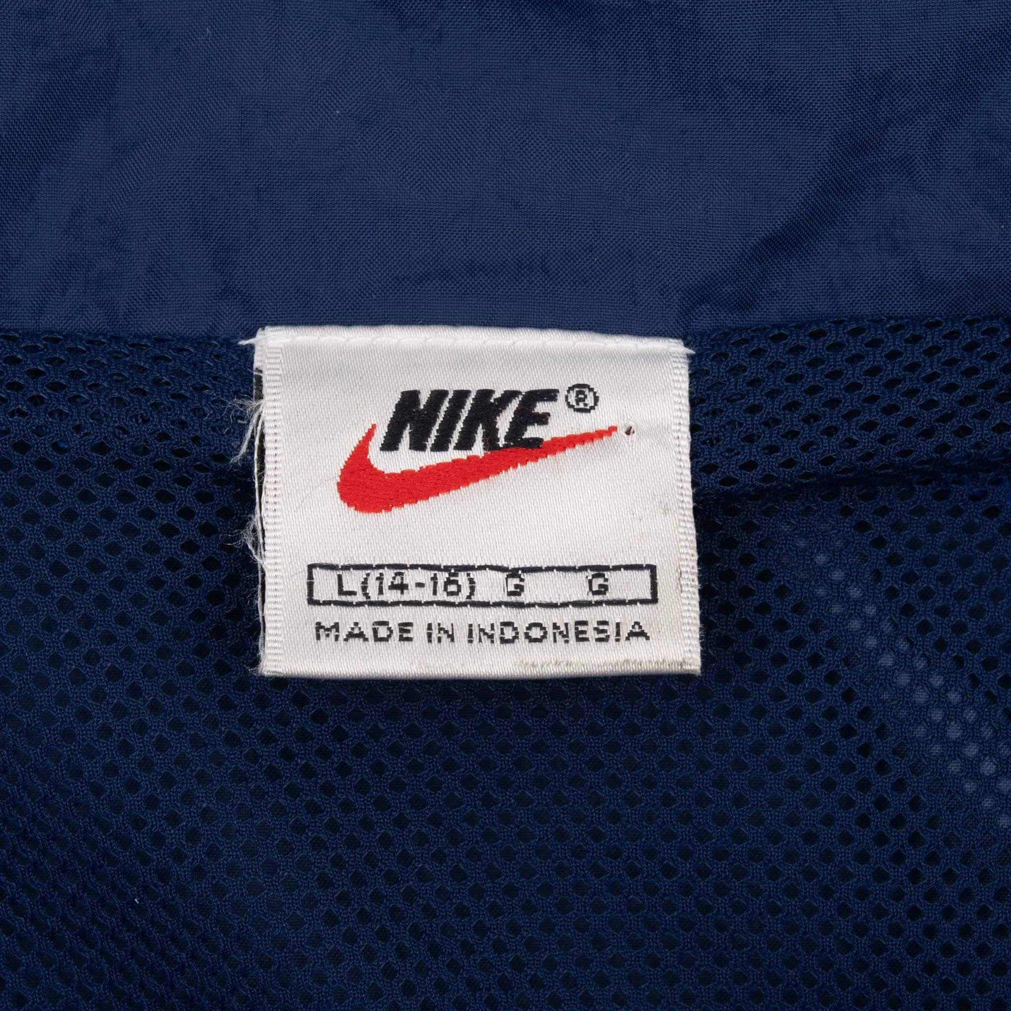 VINTAGE NIKE BIG SWOOSH BLUE WINDBREAKER JACKET 1990S SIZE LARGE YOUTH