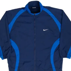 VINTAGE NIKE BIG SWOOSH BLUE WINDBREAKER JACKET 1990S SIZE LARGE YOUTH