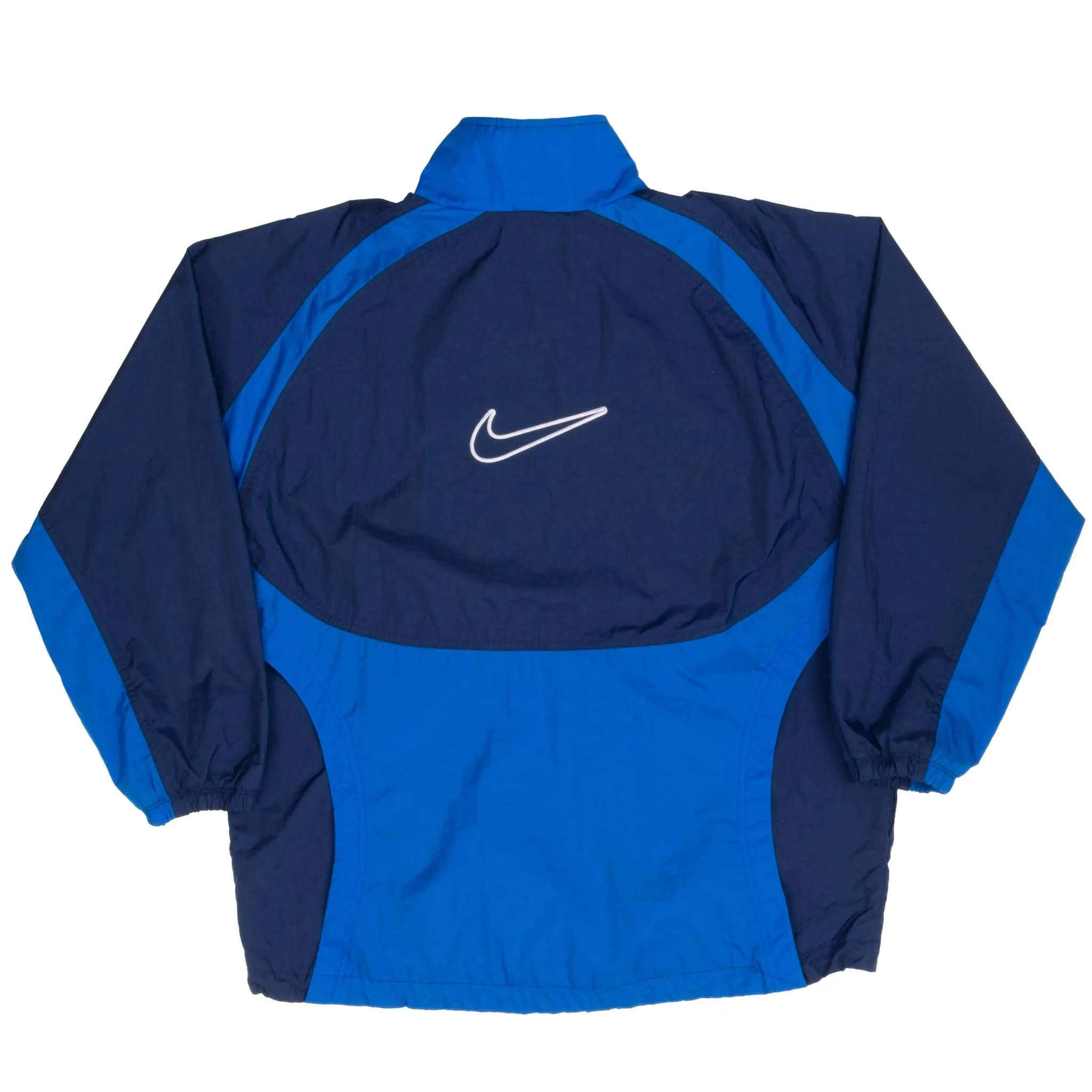 VINTAGE NIKE BIG SWOOSH BLUE WINDBREAKER JACKET 1990S SIZE LARGE YOUTH