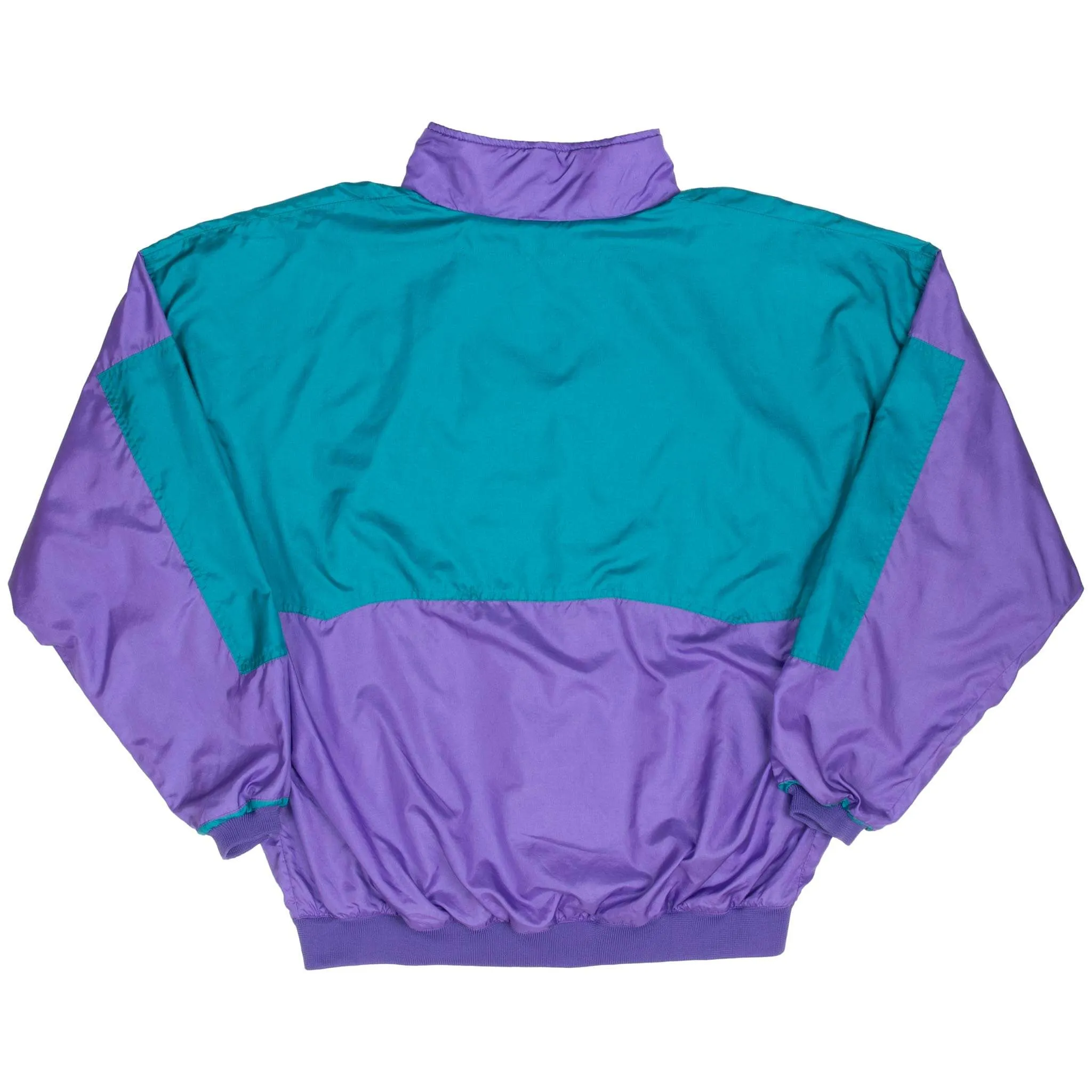VINTAGE NIKE SWOOSH PURPLE & CYAN WINDBREAKER JACKET LATE 1980S SIZE XL