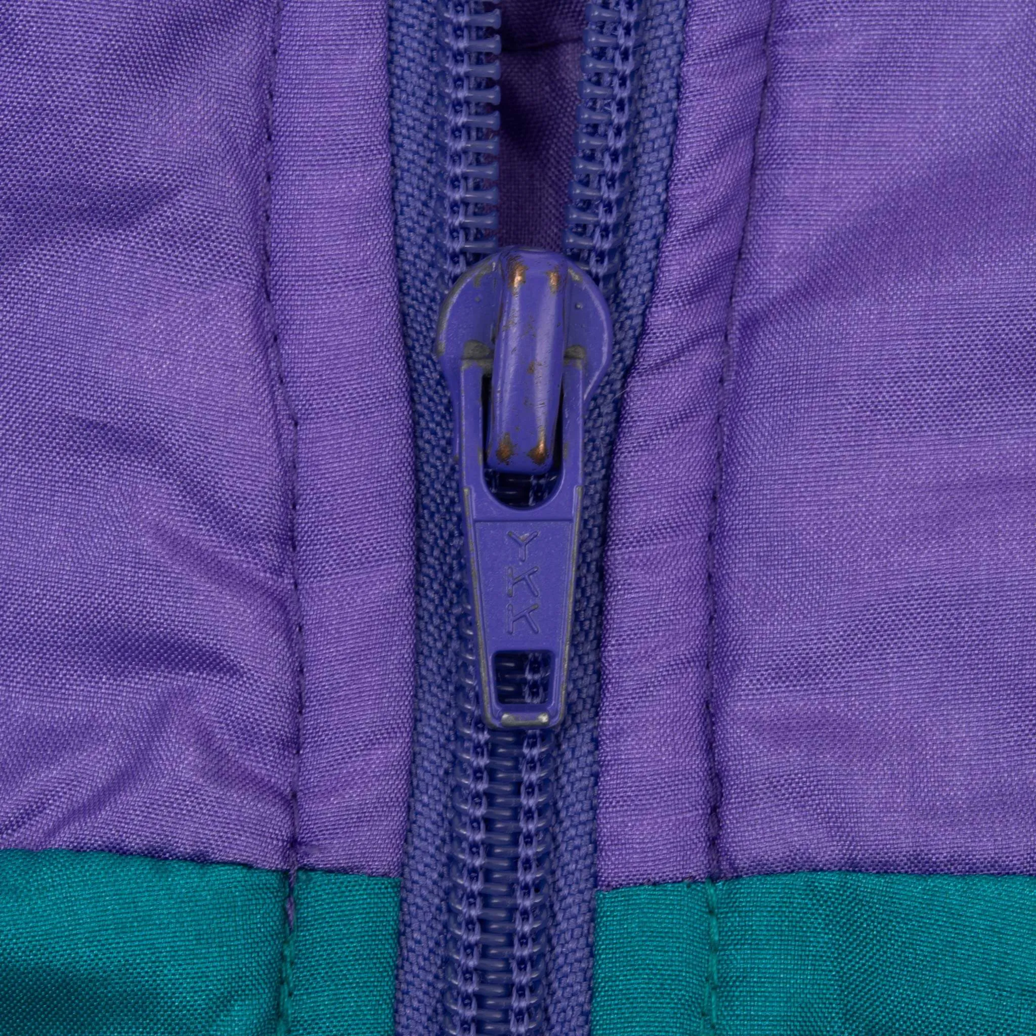 VINTAGE NIKE SWOOSH PURPLE & CYAN WINDBREAKER JACKET LATE 1980S SIZE XL