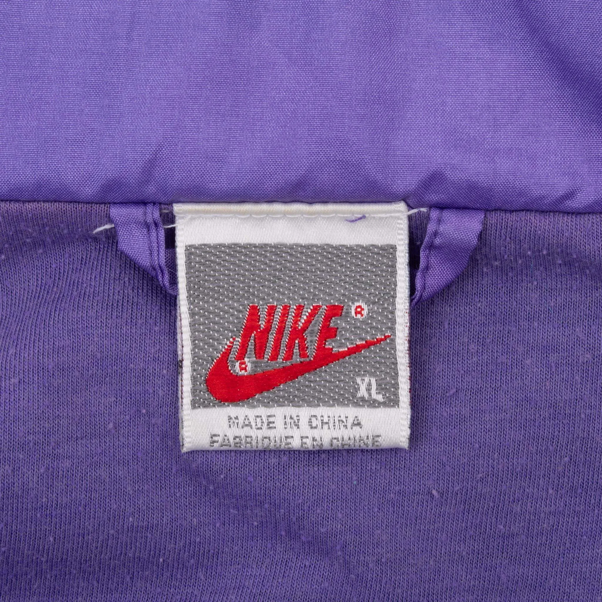 VINTAGE NIKE SWOOSH PURPLE & CYAN WINDBREAKER JACKET LATE 1980S SIZE XL