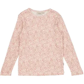 Wool T-Shirt LS - ivory flowers